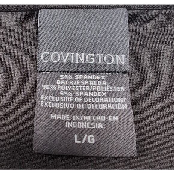 Covington Sequin Front Tank Top Blouse Womens Size L Black Holiday Party Sparkle - Picture 5 of 11